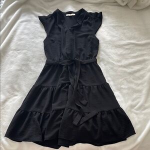 Monteau Black Ruffled Mini Dress
